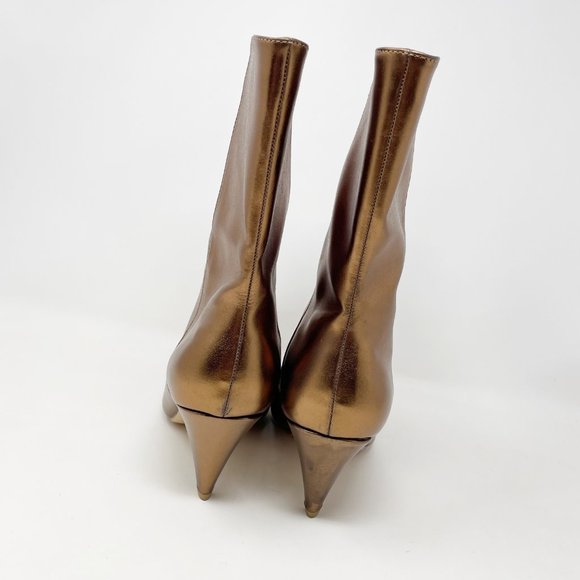 JF J. Ferrar Womens Gold Vegan Leather Slip on Mid Calf Boots Size 10 - Picture 6 of 11